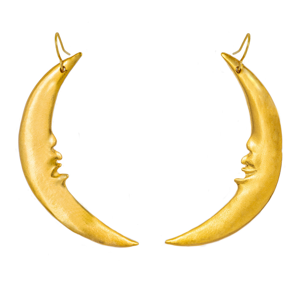 Rugged Crescent Moon dangle earrings w/moonstone – Nora Catherine